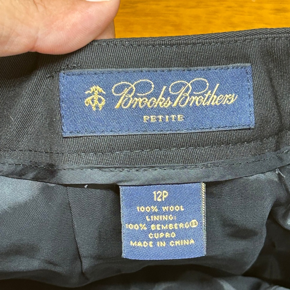 Brooks Brothers Petite 12P Black 100% Wool Bemberg Lined Straight Dress Pants - Picture 3 of 13